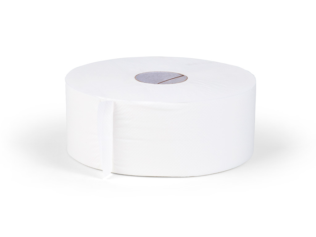 Snel afbreekbaar maar zacht en sterk toiletpapier op jumborol voor de Maxima toiletpapier automaat
